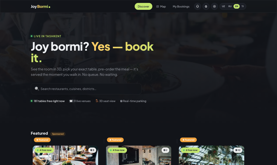 JoyBormi bosh sahifa — jonli